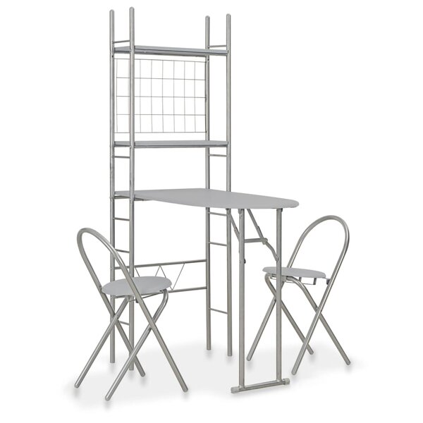 vidaXL Ensemble à dîner pliant 3 Pièces et étagère de rangement MDF acier