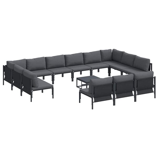 vidaXL Ensemble de canapé de jardin 14 Pièces Anthracite Acier