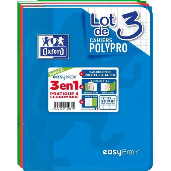 OXFORD Cahiers Easybook 17x22 Seyes - Assorti