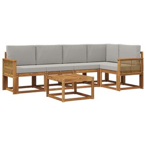 vidaXL Ensemble de canapés d'extérieur 6 pc Naturel et gris clair