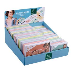 Prés. Comp. Avec 38 Paquets De 50 Flashcards Sous Film + Anneau - Bristol Ligné Perforé - A6 Et A7 - Couleurs Assorties - Exacompta