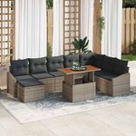 vidaXL Ensemble de canapé de jardin 9 Pièces Gris Poly rotin