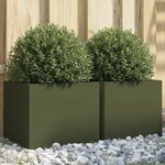 vidaXL Jardinières 2 Pièces vert olive 32x30x29 cm acier