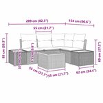 vidaXL Ensemble de canapé de jardin avec coussin 5 Pièces Gris Poly rotin