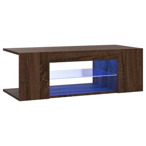 vidaXL Meuble TV avec lumières LED Chêne marron 90x39x30 cm