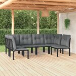 vidaXL Salon de jardin 6 Pièces noir et gris résine tressée