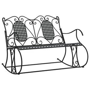 vidaXL Banc à bascule 2 places 113 cm noir acier
