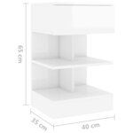 vidaXL Table de chevet Blanc brillant 40x35x65 cm Bois d’ingénierie