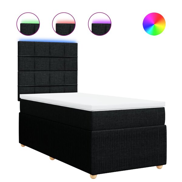 vidaXL Sommier à lattes de lit avec matelas Noir 90x190 cm Tissu