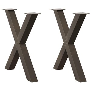 vidaXL Pieds de table à manger en forme de X  2 pièces  acier naturel  70 x (72-73) cm