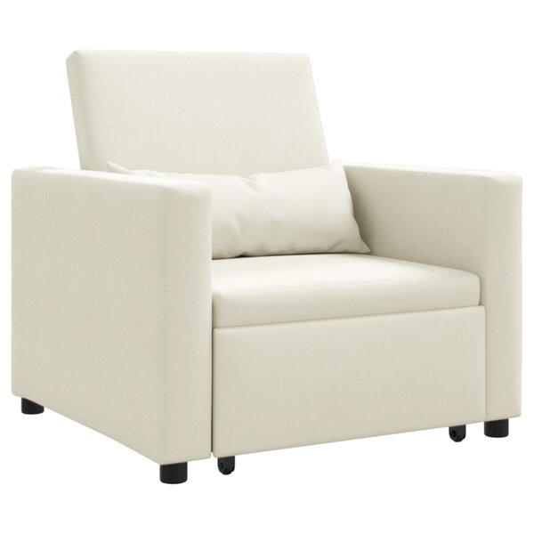 vidaXL Fauteuil convertible crème en velours 3-en-1