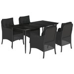 vidaXL Ensemble à manger de jardin coussins 5Pièces Noir Résine tressée