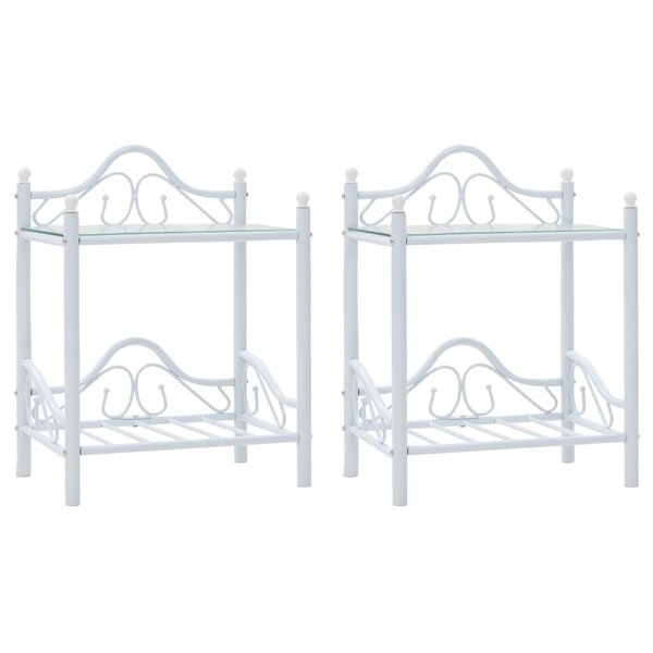 vidaXL Tables de chevet 2 Pièces Acier et verre trempé 45x30 5x60cm Blanc