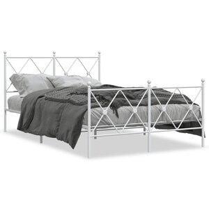 vidaXL Cadre de lit métal sans matelas et pied de lit blanc 120x200 cm