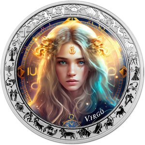 Monnaie VIRGO Space Zodiac 1 Oz Argent 5 Cedis Ghana 2025 (PRÉCOMMANDE)