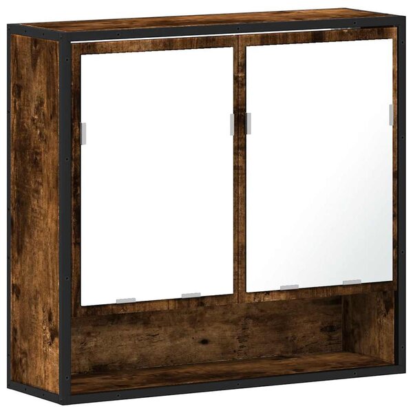 vidaXL Armoire à miroir de salle de bain chêne fumé bois d’ingénierie