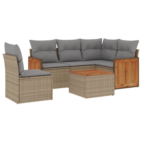 vidaXL Salon de jardin avec coussins 6 Pièces beige résine tressée