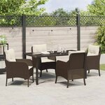 vidaXL Ensemble de salle à manger de jardin de 5 pièces avec coussins marron poly rattan