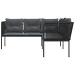 vidaXL Canapé de jardin avec coussins forme de L noir acier textilène