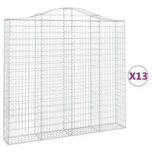 vidaXL Paniers à gabions arqués 13 Pièces 200x30x180/200 cm Fer galvanisé