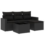 vidaXL Salon de jardin 5 Pièces avec coussins noir résine tressée
