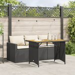 vidaXL Ensemble à manger de jardin coussins 2Pièces noir résine tressée