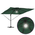 vidaXL Parasol déporté Roma avec LEDs Vert 286x285x270 cm Aluminium