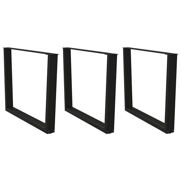 vidaXL Pieds de table à manger en forme de V  3 pièces  noir  100 x (72-73 3) cm  acier