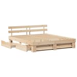 vidaXL Cadre de lit avec tiroir Marron 180 x 200 cm Bois massif en pin