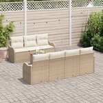 vidaXL Ensemble de canapé de jardin 8 Pièces Beige et blanc