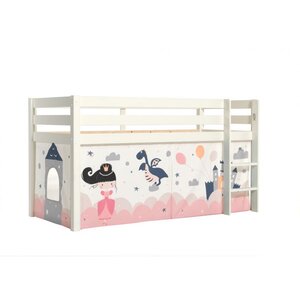 PINO Lit sureleve en pin massif avec sommier Blanc Princesse