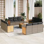 vidaXL Salon de jardin avec coussins 13 Pièces gris résine tressée
