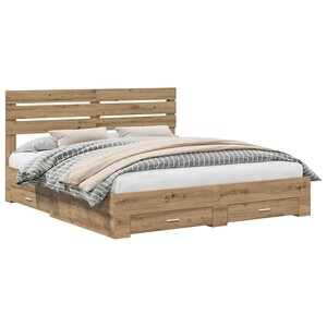 vidaXL Cadre de lit avec tiroir avec tête de lit Bois d'ingénierie