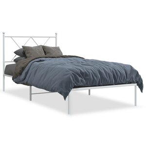 vidaXL Cadre de lit métal sans matelas avec tête de lit blanc 90x190cm