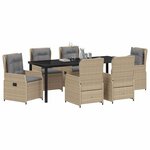vidaXL Ensemble de salle à manger pour jardin 7 Pièces Beige polyrotin