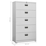 vidaXL Classeur Gris clair 90x46x164 cm Acier