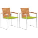 vidaXL Chaises de jardin avec coussins lot de 2 Acacia solide et acier