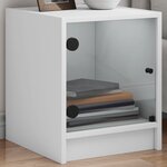 vidaXL Tables de chevet avec portes en verre 2 Pièces blanc 35x37x42 cm