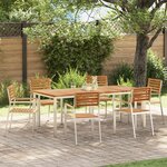 Ensemble de jardin 7 pièces vidaXL en bois massif et teck