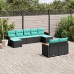 vidaXL Salon de jardin 9 Pièces avec coussins noir résine tressée