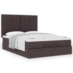 VidaXL Cadre de lit ottoman avec matelas marron foncé 140x200 cm tissu