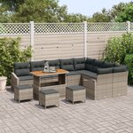 Ensemble de Sofa de Jardin 13 Pièces avec Coussins Gris Poly Rattan Acacia