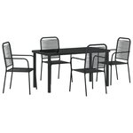 vidaXL Ensemble de salle à manger de jardin 5 pièces Noir Corde de coton et acier