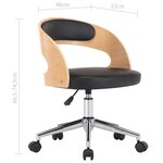 vidaXL Chaise pivotante à manger Noir Bois courbé et similicuir