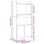 vidaXL Buffet haut chêne artisanal 63x33x140 cm bois d'ingénierie