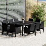 vidaXL Ensemble à dîner de jardin 11 Pièces Résine tressée Noir