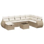 vidaXL Salon de jardin avec coussins 9 Pièces beige résine tressée