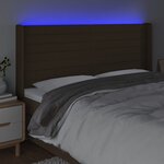 vidaXL Tête de lit à LED Marron foncé 183x16x118/128 cm Tissu