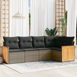 vidaXL Salon de jardin 5 Pièces avec coussins gris résine tressée