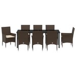 vidaXL Ensemble de salle à manger de jardin 9 pièces avec coussins en rotin poly marron